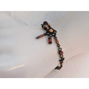 Cute Vintage Boho 1980s Avon Desert Sun 8 1/2" Beaded Flower Bracelet Anklet